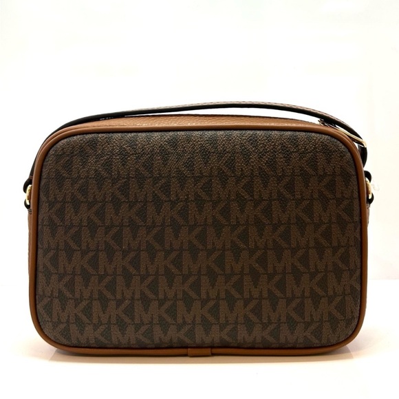 Michael Kors Jet Set Small Leather Camera Crossbody Bag Brown Signature - Picture 5 of 8